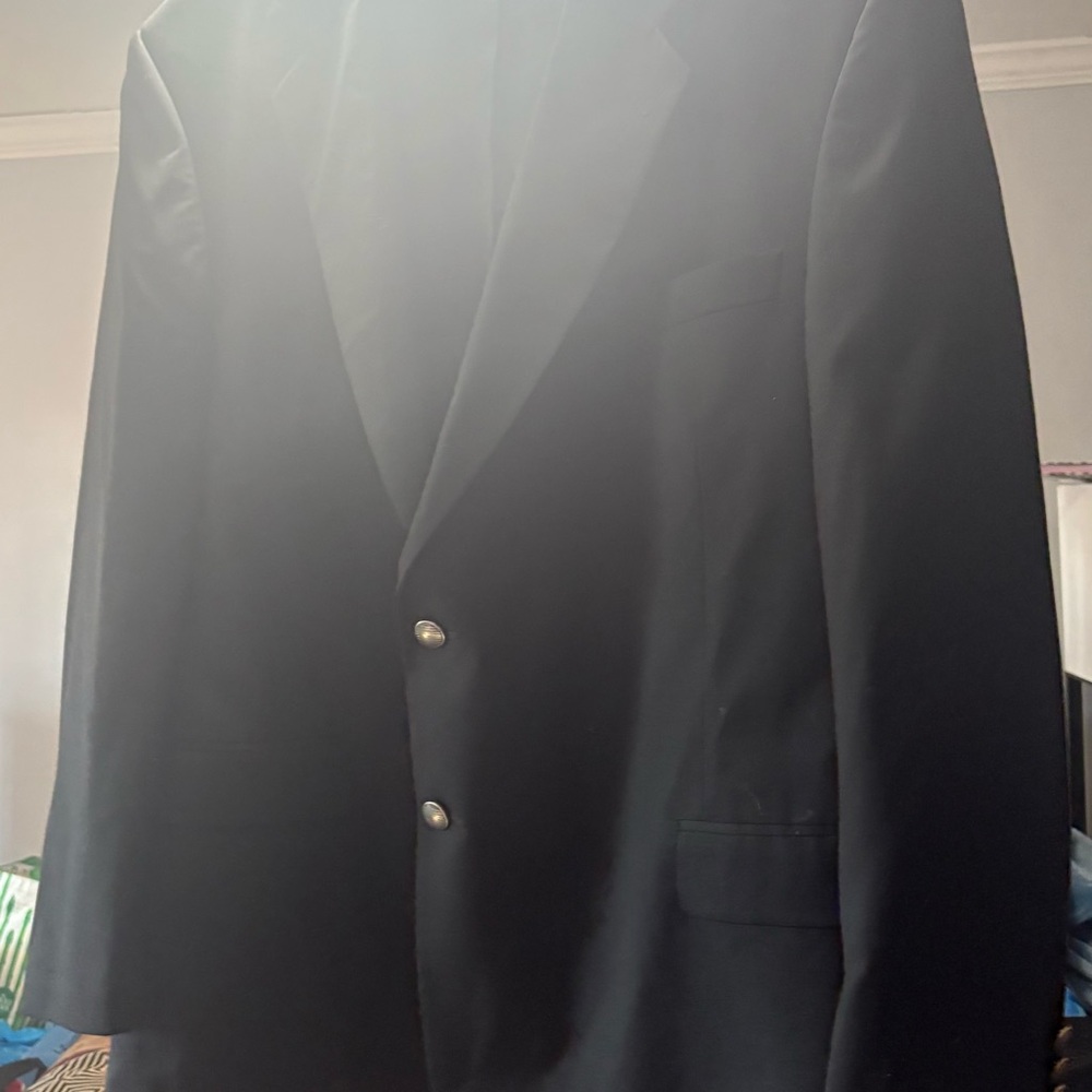 Elegant Men's Black Blazer with Silver Buttons